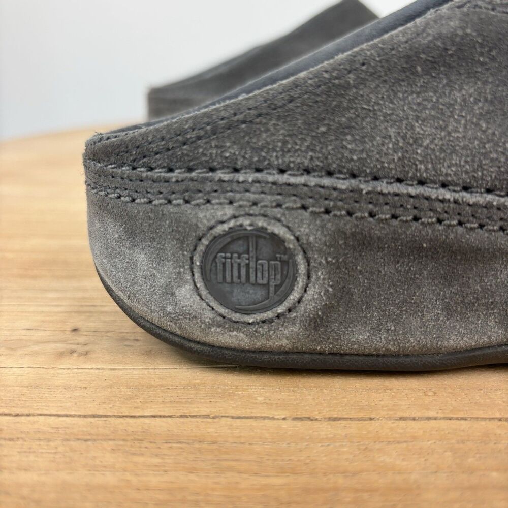 FitFlop Clogs Womens 8 Suede Slip On Mules Shoe Gray Walking Work Out Comfort - Picture 2 of 14